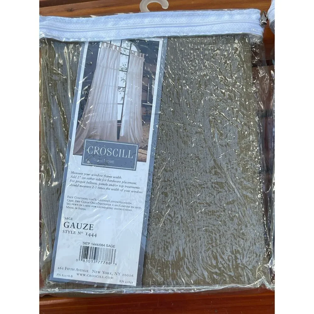 2 Croscill Window Sheers 40X84 Gauze Color New